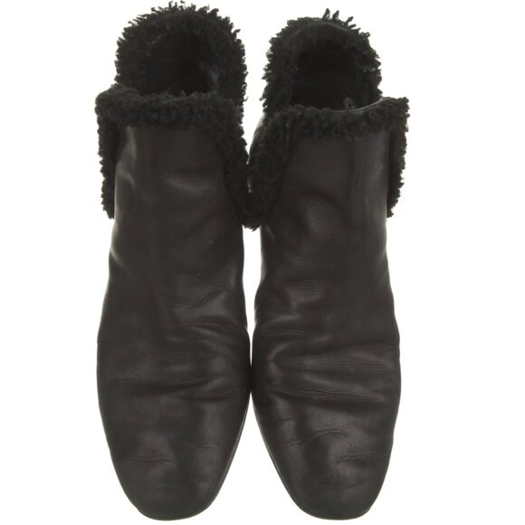 The Row Black Leather Faux-Fur Trim Chelsea Boots | Size 5 (IT 35) - Picture 1 of 5